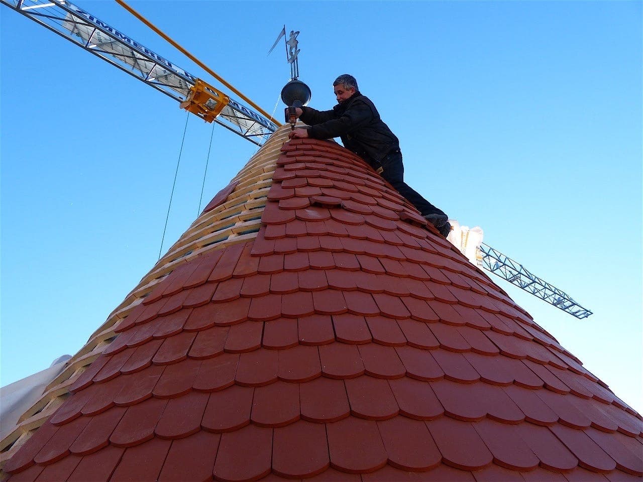 Zimmerer auf dem Pulverturm Leutkirch